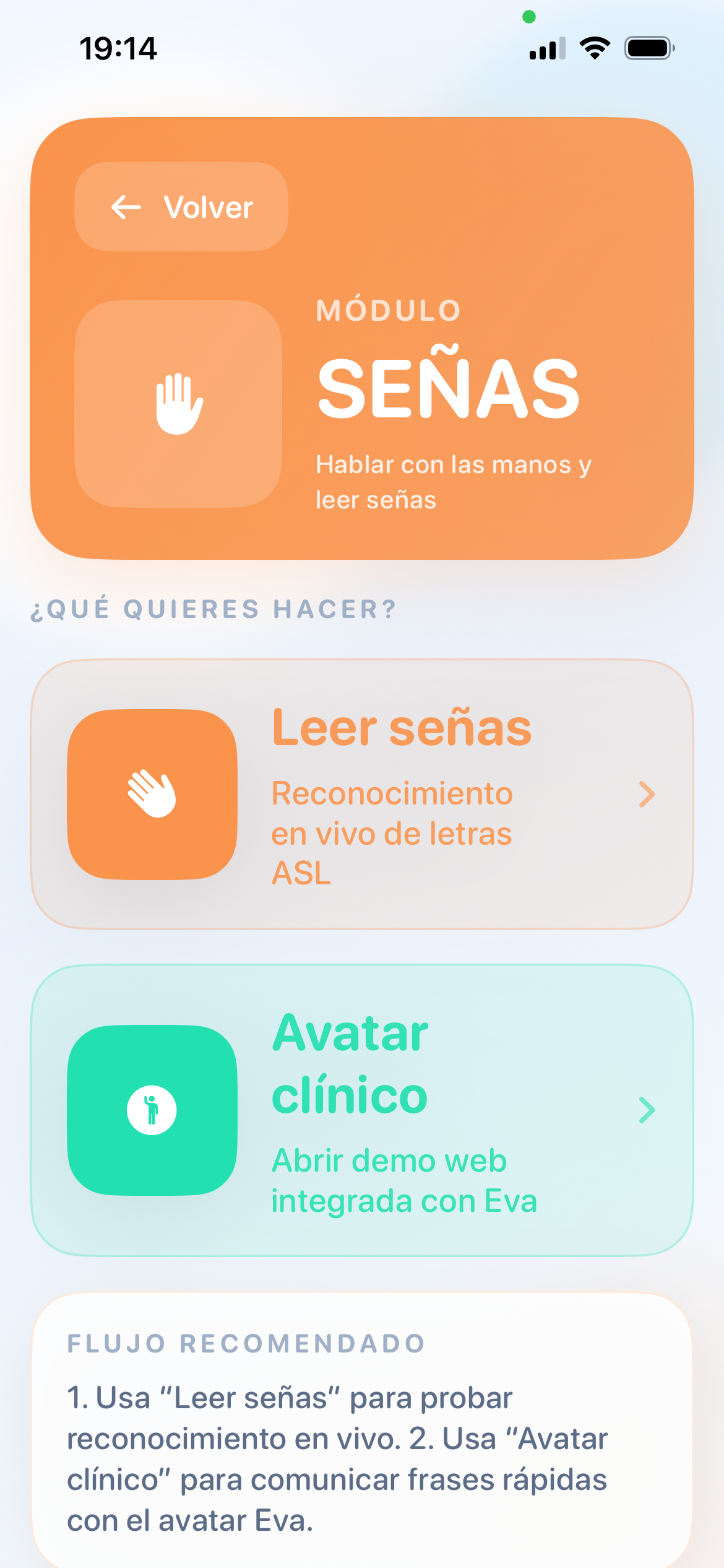 Pantalla SOS de Incluya