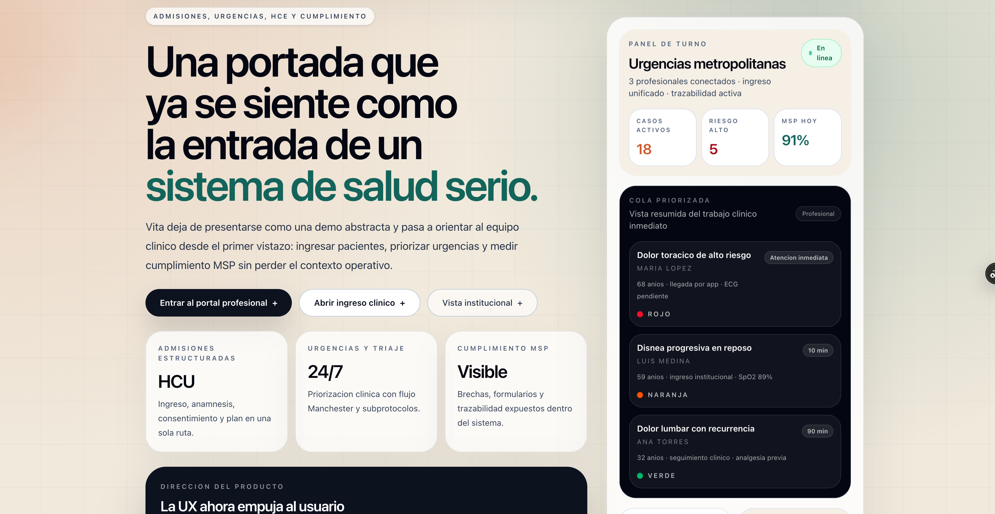 Monitoreo de signos vitales dentro de Vita